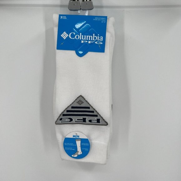 Columbia Men's PFG Patriot Crew Socks 3 Pairs sz 6-12 Fish White/Marlin/Red/Blue - Picture 1 of 5